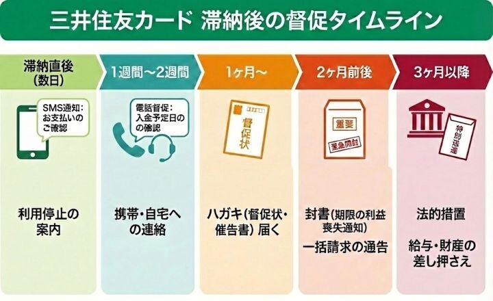 三井住友カード 滞納後の督促タイムライン
